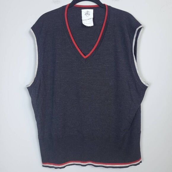 Brooks Brothers Mens Black Fleece Thom Browne Wool Sweater Vest Gray BB5 US XL - Picture 1 of 7